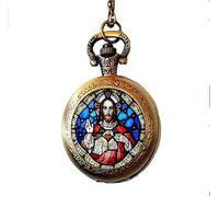 BMRYKCB All Saints Catholic Church Sacred Heart Pocket Watch Necklace Sacred Heart of Jesus Christian Jewelry Art Picture Jewelry
