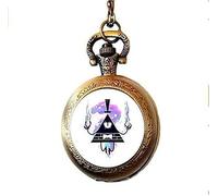 BMRYKCB Bill Cipher Wheel Pocket Watch Necklace Christmas Birthday Gift Art Picture Jewelry