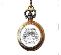 BMRYKCB Dad Memorial Pocket Watch Necklace in Loving Memory Remembrance Bereavement Gift My Guardian Angel Lives in Heaven Lettering Jewelry Art Picture Jewelry