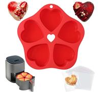 BMSQOFD 1Pack Silicone Air Fryer Muffin Pan with 100Pcs Bags, Non Stick Silicone Cupcake Pans Heart Egg Bites Mould Muffin Tins for Baking Oven Instant Pot Toaster Making Cakes Pudding Quiches Tart