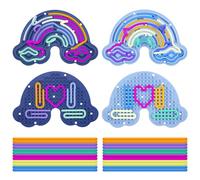 BMSQOFD 2 Pack Sensory Activity Board Silicone Fidget Toy,Double-Sided Rainbow Sensory Toys for Autism,Stress, Anxiety,ADHD,Kids Toddler Boys Girls 3+ Adults,Includes Travel Bag & 24 Strings