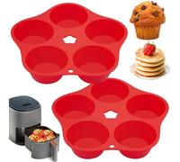 BMSQOFD 2Pcs Silicone Air Fryer Muffin Pan for Baking, 5 Cups Silicone Cupcake Pans Non Stick Egg Bites Mould Muffin Tins for Air Fryer Oven Instant Pot Toaster Making Cakes Pudding