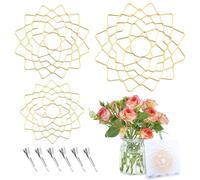 BMSQOFD 3 Size Flower Frog Grid Bouquet Stem Holder for Vase Artificial Flowers Arrangement,Flower Arranging Floral Frogs Kenzan Lid with Clips for Ikebana Floristry Supplies Accessories(Gold)