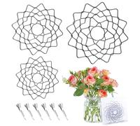 BMSQOFD 3 Size Flower Frog Grid Bouquet Stem Holder for Vase Artificial Flowers Arrangement,Flower Arranging Floral Frogs Kenzan Lid with Clips for Ikebana Floristry Supplies Accessories（Grey）