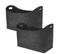 Bmucp Felt Firewood Holder, Felt Firewood Basket - Set of 2 Firewood Carrier Felt Log Carrier Holder - Foldable Log Carrier Holder Home Toy Organizer with Carrying Handle for Clothes Toys, gray (dark