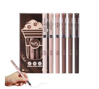 Bmucp Pen Writing, Liquid Ink Pens, 6x Brown Pen Set | Funny Needle Tip Pen, Portable Ballpoint Ink Pen Set for Home, Studio, Show
