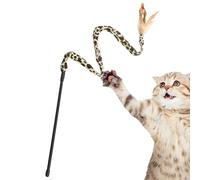 BMUCP Takin Cat Feather Baguette, Cat Teaser Stick Toy - Cat Teaser Pet Catcher Stick Interactive Wand Leopard Print Chat Feather Toy, Teaser Wand