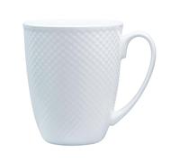 BMVMB 13 oz Bone China Coffee Mug with Handle Pure White Coffee Tea Cup Mug for Men Women - Dishwasher and Microwave Safe Coffee Mug (1, White-B)