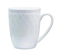 BMVMB 13 oz Bone China Coffee Mug with Handle Pure White Coffee Tea Cup Mug for Men Women - Dishwasher and Microwave Safe Coffee Mug (1, White-A)