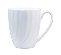 BMVMB 13 oz Bone China Coffee Mug with Handle Pure White Coffee Tea Cup Mug for Men Women - Dishwasher and Microwave Safe Coffee Mug (1, White-C)