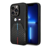 BMW BMHCP15L22NSTB Case for iPhone 15 Pro 6.1 Inch Black Stamped Tricolour Stripe