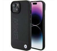 BMW BMHCP15SSLLBK Case for iPhone 15 6.1 Inch Black Leather Hot Stamp
