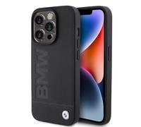 BMW BMHCP15XSLLBK Phone Case for iPhone 15 Pro Max 6.7 Inch, Black Leather Hot Stamp