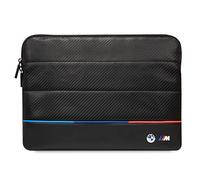 BMW Computer Laptop Sleeve 14 Inches, Compatible with MacBook, Netbook, and Any 14" Laptop, Work & Travel Carbon PU Leather, Foam Padded Laptop Sleeve Bag in Black Tricolor