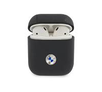 BMW Cover BMA2SSLNA Leather Silver Logo Navy Blue - AirPods 1/2