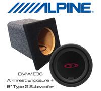 BMW E36 Convertible Custom built Armrest Bass Box with 8" Car ALPINE Subwoofer
