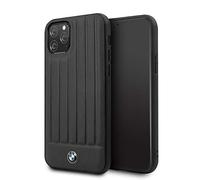 BMW Genuine Leather Case for iPhone 11 Pro Vertical Lines Design Hard Case Black Shock Absorption Drop Protection Case Officially Licensed