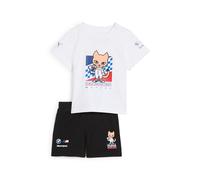 BMW Genuine M Motorsport Childrens Kids Short Sleeve Set Top White Shorts Black, 6-9 Months