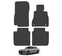 BMW I7 (2022+) Heavy Duty Thick Rubber Car Mats Accessories Tailored Fit Front Rear Set Compatible Accessory Waterproof Durable Non-Slip 5mm Full Coverage Protection