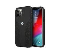 BMW iPhone 12 / 12 Pro Case, Black - Leather Curve Perforate