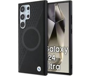 BMW Leather Textured & Circle with MagSafe Hard Case for Galaxy S24 Ultra Black