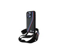 BMW M Edition Carbon with Strap Hard Case for iPhone 15 Pro Black
