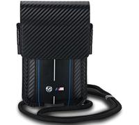 BMW M Series Carbon & Blue Stripes Universal Phone Pouch Black - BMPSP15XMSCAKL