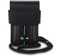 BMW M Series Carbon & Red Stripes Universal Phone Pouch Black - BMPSP15XMSCAKR