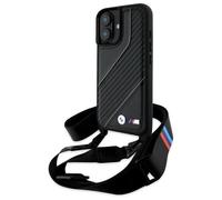 BMW M Series Carbon Stripe & Strap Case for iPhone 16 6.1" Black - BMHCP16S23PSCCK