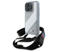 BMW M Series Carbon Stripe & Strap Case for iPhone 16 Pro Max 6.9" Grey - BMHCP16X23PSCCG