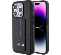 BMW M Series Hard Case Grip Stand Smooth and Carbon for iphone 15 Pro 6.1" Black - BMHCP15LGSPCCK