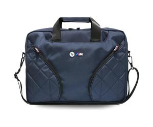 BMW M Series Nylon Pockets 16" Laptop Bag with Metal Logo Navy Blue-MBCB15PNYPOV