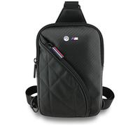 BMW M Series PU Leather & Carbon Crossbody Phone Bag with Metal Logo Black