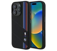 BMW M Series Silicone Tricolor Lines Case with MagSafe iPhone 16 Pro Max Black
