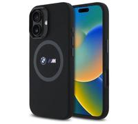BMW M Series Silicone Hardcase with Printed Ring MagSafe Case for iPhone 16 6.1" Black - BMHMP16S23SROK