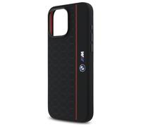 BMW M Series Silicone Hexagon Red Line Case with MagSafe for iPhone 16 Pro Max 6.9" Black - BMHMP16X23SHER