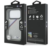 BMW M Tricolor Metal Logo Case with MagSafe for iPhone 17 Pro 6.3" Grey - BMHMP17L25PCSPEG