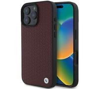 BMW Sign Leather Diamond Metal Logo Case with MagSafe for iPhone 16 Pro Max 6.9" Red