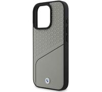 BMW Sign Leather Textured and Line Case with MagSafe for iPhone 16 Pro 6.3" Grey