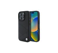 BMW Signature Leather Crossing Lines Pattern Case for iPhone 16 Pro 6.3" Black