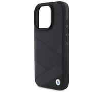 BMW Signature Leather Crossing Lines Pattern Case for iPhone 16 Pro 6.3" Black - BMHCP16L23RCGPK