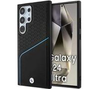 BMW Signature Leather Textured and Line with MagSafe Hard Case for Samsung Galaxy S24 Ultra 6.8" Black - BMHMS24L23RDCLK