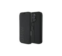 BMW Signature Leather Wordmark Bookcase for iPhone 16 Pro 6.3" Black - BMBKP16L23RMRLK