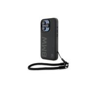 BMW Signature Leather Wordmark Cord Hard Case for iPhone 15 Pro Black