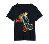 BMX Bike Stunt Rider Boys Children T-Shirt, Women's Plus, Black, 3X