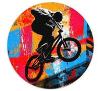 Bmx Biker Action Jigsaw 1000 Piece Round Puzzle Urban Street Style Art Jigsaw Puzzle Colourful,Fun,Challenging And Brainteasing Adults Jigsaw Puzzle Perfect for Home Decor And Gifts 1000pcs (67.5x67.5
