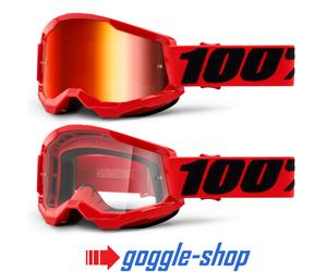 BMX GOGGLES 100% STRATA 2 MOTOCROSS MX enduro bike 100 PERCENT MIRROR / CLEAR