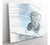 BMX Jump in Abstract Modern Canvas Wall Art Print Ready to Hang, Framed Picture for Living Room Bedroom Home Office Décor, 35x35 cm (14x14 Inch)