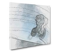 BMX Jump in Abstract Modern Canvas Wall Art Print Ready to Hang, Framed Picture for Living Room Bedroom Home Office Décor, 14x14 Inch (35x35 cm)