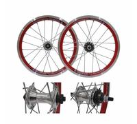 BMX Wheelset 16inch Aluminium Alloy Folding Bike Rim V Brake 74mm Quick-release Hub, 85mm Bolt On Hub With A 11T Single Speed Freewheel(Red)